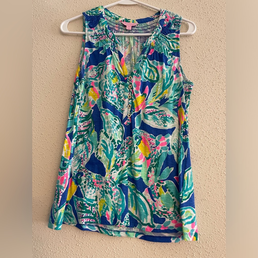 Lilly Pulitzer Women’s Small Essie Tank Top Tropical Print - Picture 3 of 8